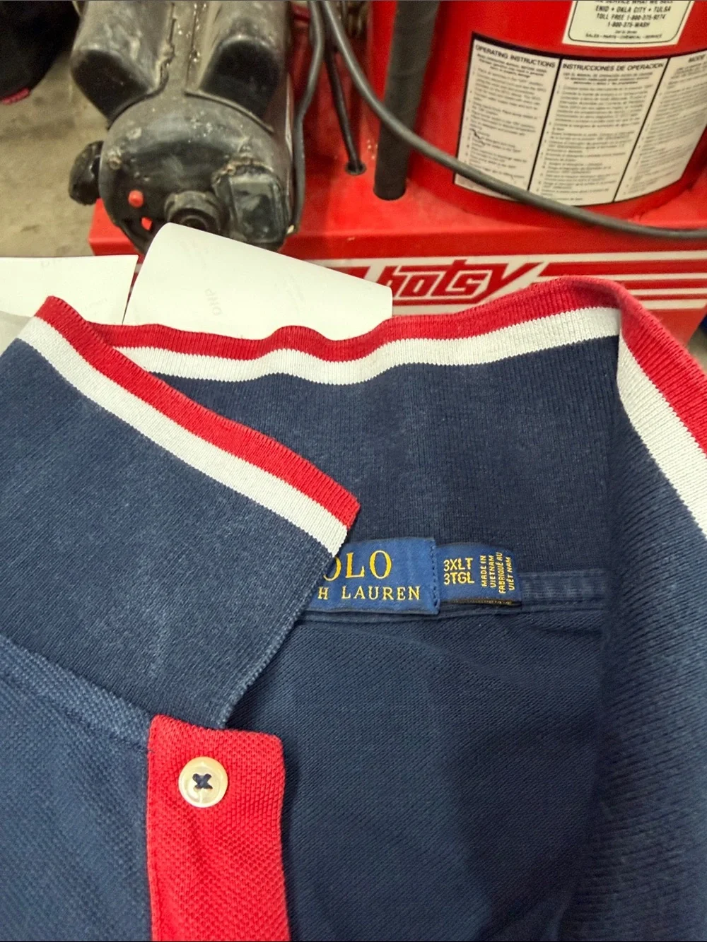 Polo by Ralph Lauren Navy Polo with Red & White Trim
